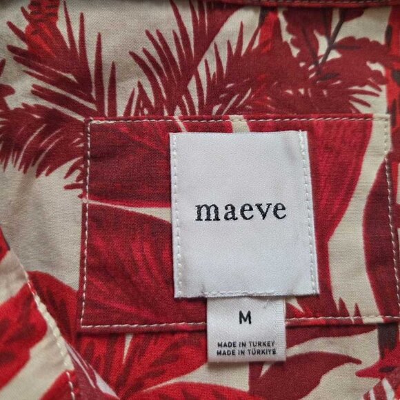 M Maeve x Anthropologie The Bettina tiered shirt dress in Red floral - Picture 6 of 11